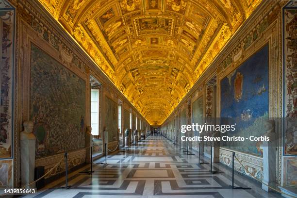 Galleria Delle Carte Geografiche is the 120m long map gallery in Rome's Vatican Museum on August 12, 2022 in Rome, Italy.