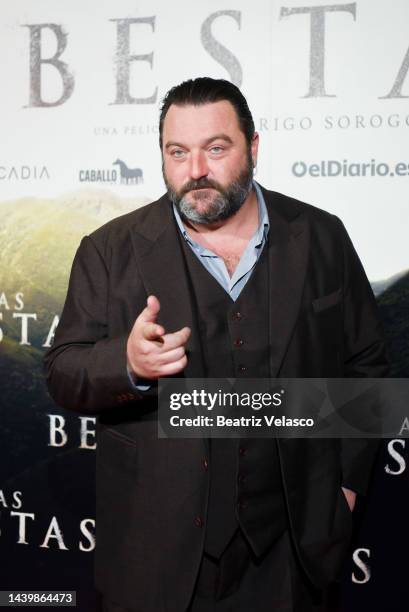 French actor Denis Menochet attends "As Bestas" film premiere at Cines Verdi on november 07, 2022 in Madrid, Spain.