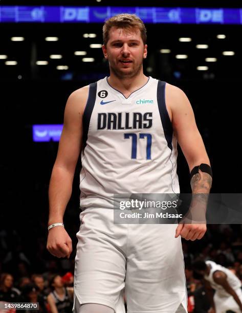 Luka Doncic of the Dallas Mavericks in action against the Brooklyn Nets at Barclays Center on October 27, 2022 in New York City. The Mavericks...