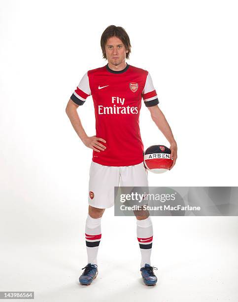 Tomas Rosicky poses during a photoshoot for the new Arsenal home kit for season 2012/13 at London Colney on April 5, 2012 in St Albans, England.