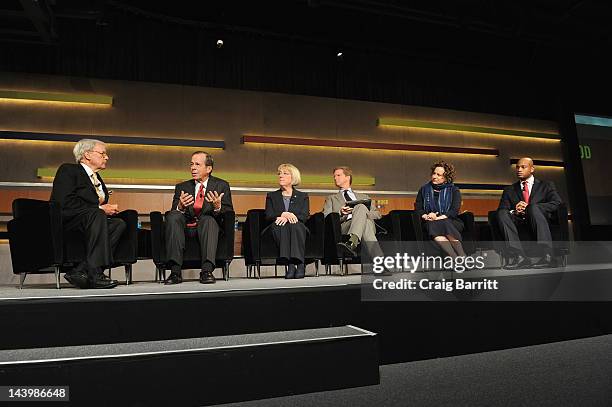 Television Journalist Tom Brokaw, Michael Mullen, Patty Murray, Shaun Donovan, Nancy Berglass, and Wes Moore speak at the Robin Hood Veterans Summit...