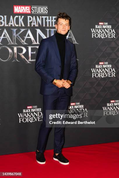 Stanislas, Star Academy 2022 contestant, attends the "Black Panther: Wakanda Forever" Paris Screening photocall at Le Grand Rex, on November 7, 2022...