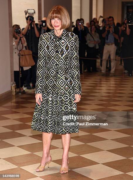 Editor-in-chief of American Vogue, Anna Wintour attends the "Schiaparelli And Prada: Impossible Conversations" Costume Institute Exhibition Press...