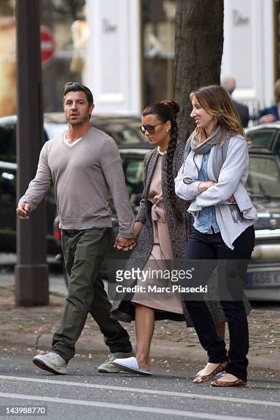 Actress Cote de Pablo and her boyfriend Diego Serrano are sighted leaving a photoshoot on the 'Avenue Montaigne' on May 7, 2012 in Paris, France.