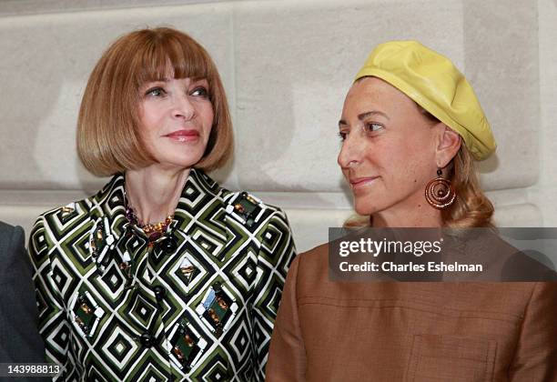 Vogue Editor-in-Chief Anna Wintour and designer Miuccia Prada attend "Schiaparelli and Prada: Impossible Conversations" Costume Institute exhibition...