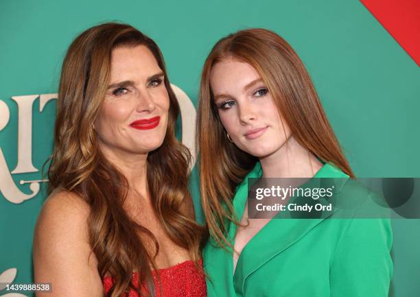 Brooke Shields and Rowan Francis Henchy attends Apple Original Film's "Spirited" New York Premiere at Alice Tully Hall, Lincoln Center on November...