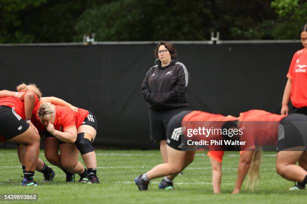 Assistant Coach Whitney Hansen looks on during a New Zealand Black Ferns Training Session at Gribblehirst Park on November 08, 2022 in Auckland, New...