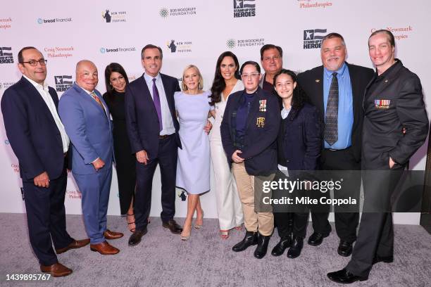 Andrew Fox, Israel Del Toro, Caroline Hirsch, Bob Woodruff, Lee Woodruff, Anne Marie Dougherty, Ralph Andretta pose with veterans at the 16th Annual...