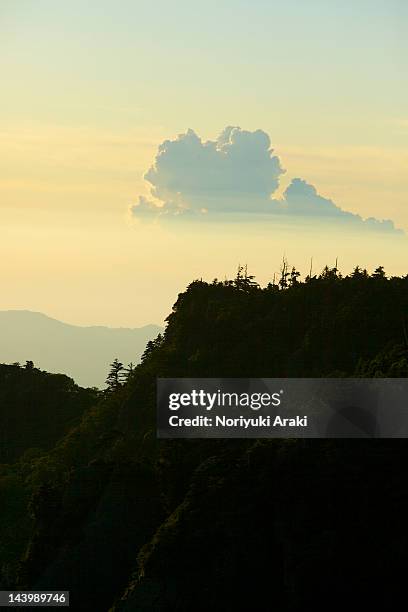 mountains and clouds - saijo ehime stock pictures, royalty-free photos & images