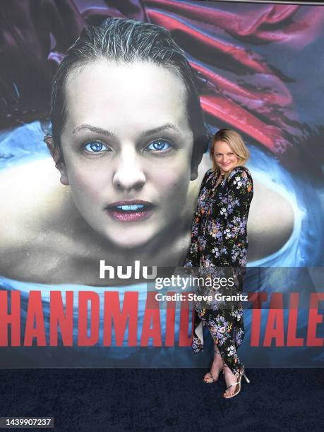 Elisabeth Moss arrives at the Season 5 Finale Event Of Hulu's "The Handmaid's Tale" at Academy Museum of Motion Pictures on November 07, 2022 in Los...