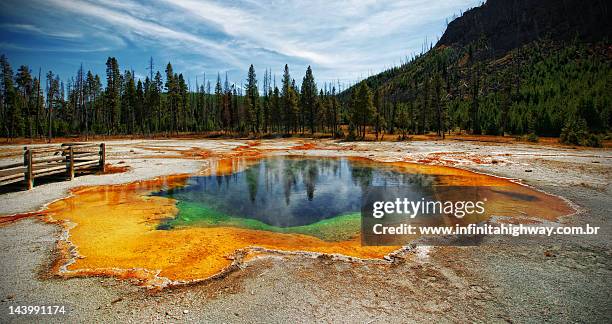 emerald pool at yellostone national park - caldera stock pictures, royalty-free photos & images