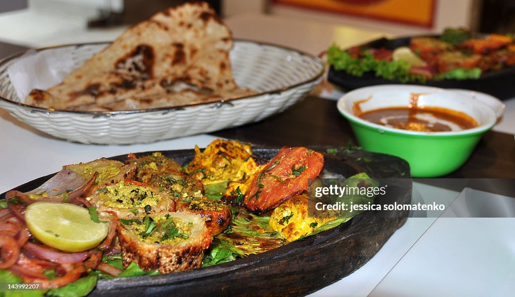 Indian food - paneer tikka and nan