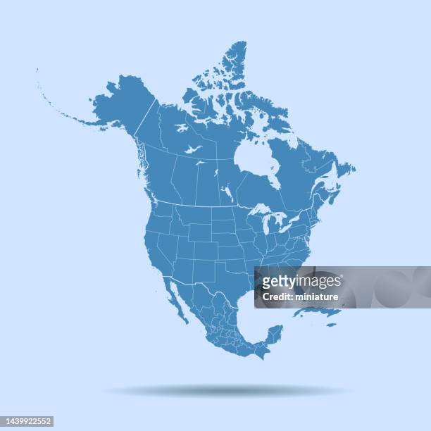 north america map - united states v canada stock illustrations