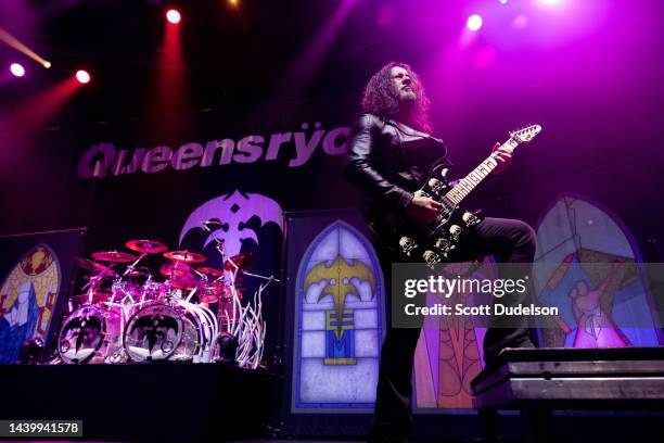 Bass player Eddie Jackson, founding member of the band Queensryche, performs onstage at Toyota Arena on November 07, 2022 in Ontario, California.