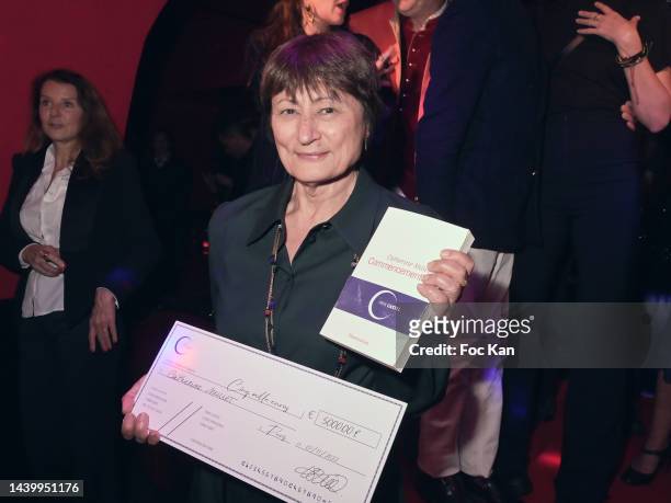 Castel Prize 2022 awarded writer Catherine Millet for her book "Commencements" attends Castel Prize 2022 Ceremony at Castel Club on November 7, 2022...