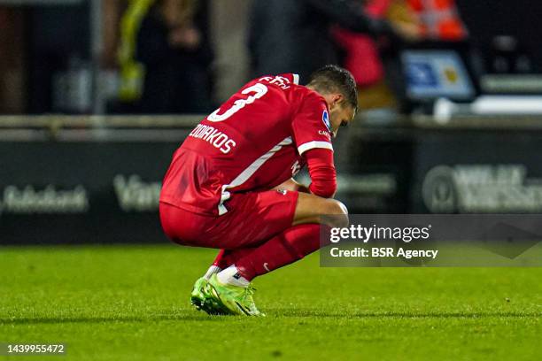 Pantelis Hatzidiakos of AZ Alkmaar disappointed during the Dutch Eredivisie match between RKC Waalwijk and AZ at the Mandemakers Stadion on November...