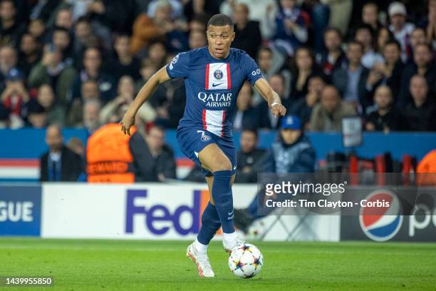 October 25: Kylian Mbappé of Paris Saint-Germain in action during the Paris Saint-Germain V Maccabi Haifa, UEFA Champions League group H match at...