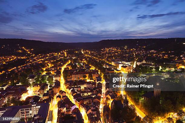 city at blue hour - thüringen landschaft stock-fotos und bilder