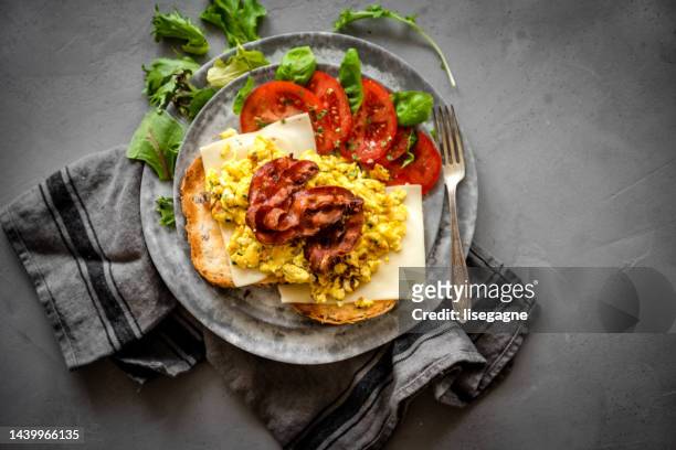 scrambled eggs - gluten free bread stock pictures, royalty-free photos & images