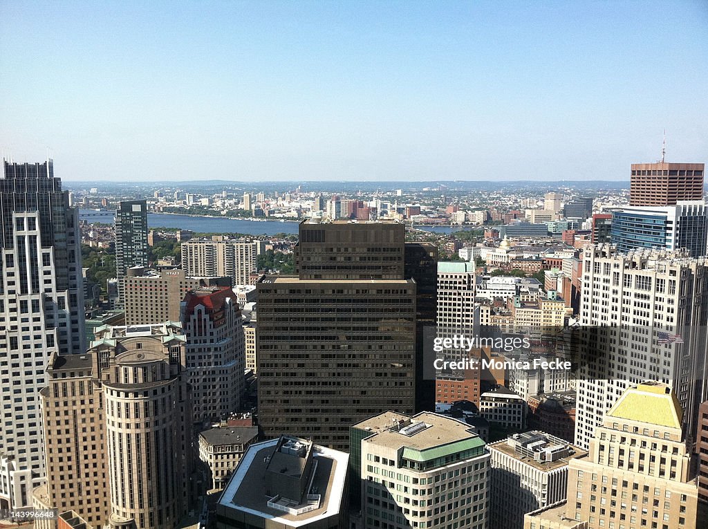 Arial view of Boston from Financial District