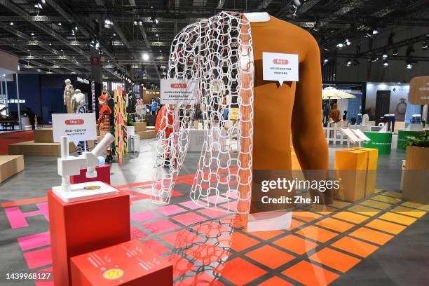 General view of Uniqlo booth on display during the 5th China International Import Expo at the National Exhibition and Convention Center on November...