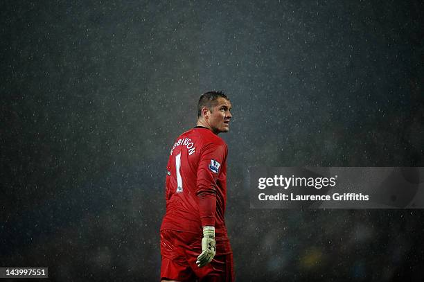 Paul Robinson of Blackburn Rovers looks on during the Barclays Premier League match between Blackburn Rovers and Wigan Athletic at Ewood Park on May...