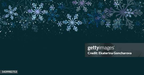 green christmas banner with snowflakes - banners stock pictures, royalty-free photos & images