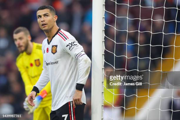 Cristiano Ronaldo of Manchester United during the Premier League match between Aston Villa and Manchester United at Villa Park on November 06, 2022...