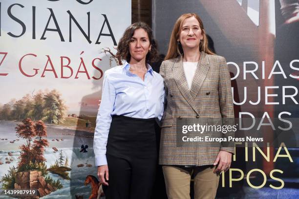 Planeta Award 2022 finalist Cristina Campos and Planeta Award 2022 winner Luz Gabas pose during the presentation of the winning and finalist novel of...