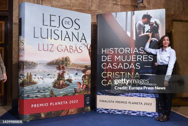 The finalist of the Planeta 2022 Prize, Cristina Campos, poses during the presentation of the winning and finalist novels of the Planeta Prize, at...