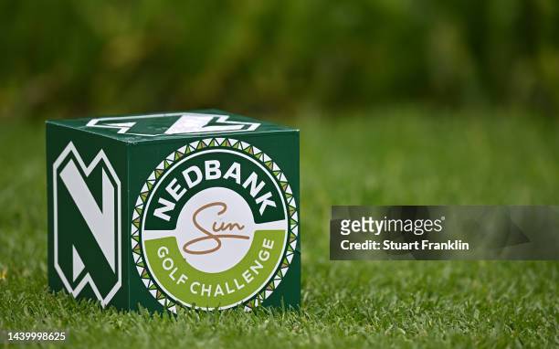 Sponsored tee marker is pictured during the pro-am prior to the Nedbank Golf Challenge at Gary Player CC on November 08, 2022 in Sun City, South...