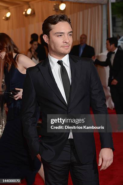 Ed Westwick attends the "Schiaparelli And Prada: Impossible Conversations" Costume Institute Gala at the Metropolitan Museum of Art on May 7, 2012 in...