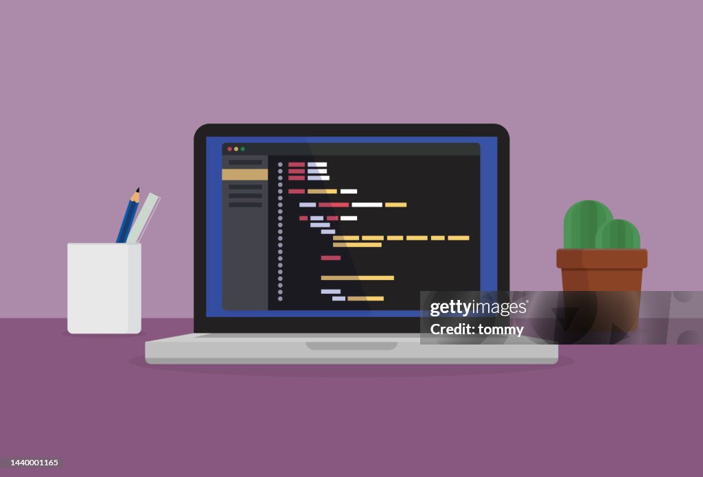 A Programmer Writes A Computer Language High-Res Vector Graphic - Getty ...
