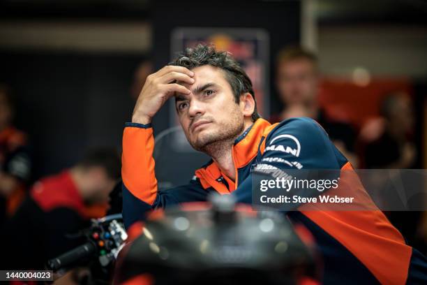Former MotoGP rider and Red Bull KTM Factory Test rider Dani Pedrosa of Spain looks during the Official MotoGP Valencia Test at Ricardo Tormo Circuit...