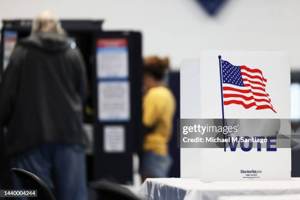 People vote during the Midterm Elections at Morningside Baptist Church Gym on November 08, 2022 in Atlanta, Georgia. After months of candidates...