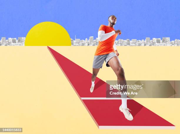 athlete running crossing finish line - forward athlete stock pictures, royalty-free photos & images