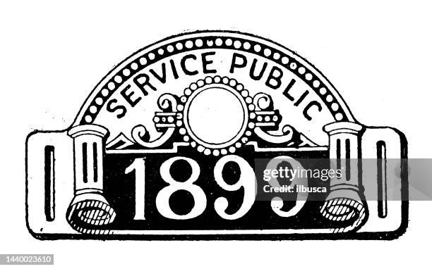 antique image: public service plate - public service stock illustrations