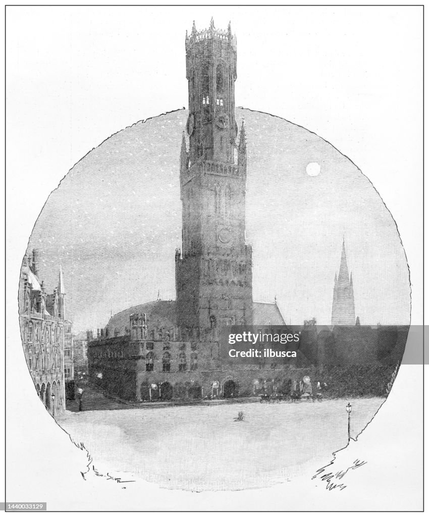 Antique image: Belfry of Bruges