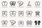 set of creative abstract butterfly logo design.