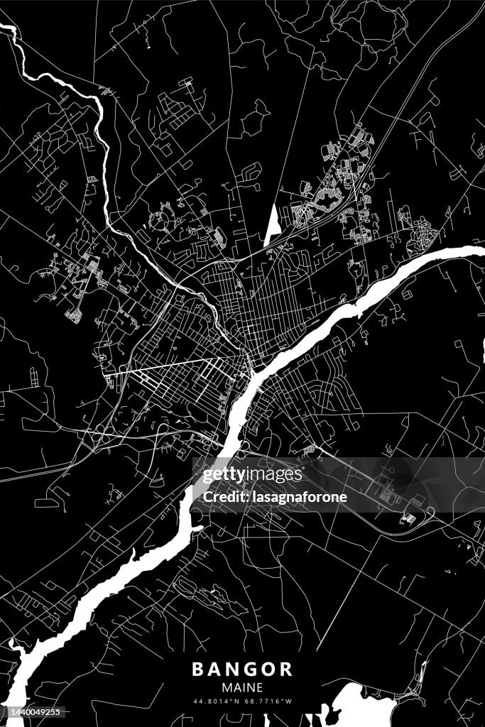 Bangor, Maine, USA Vector Map
