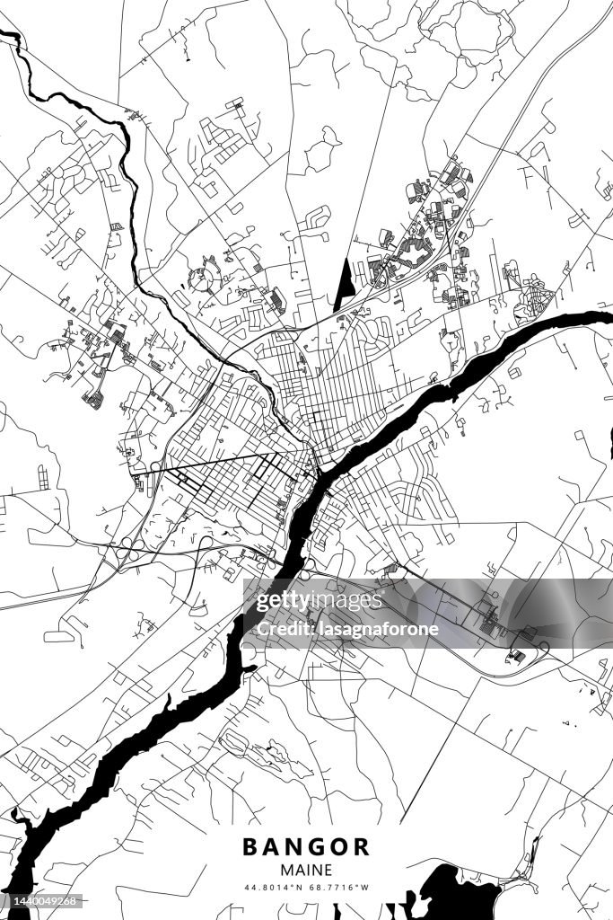 Bangor, Maine, USA Vector Map