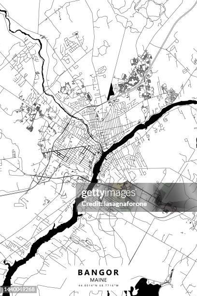 bangor, maine, usa vector map - bangor maine stock illustrations