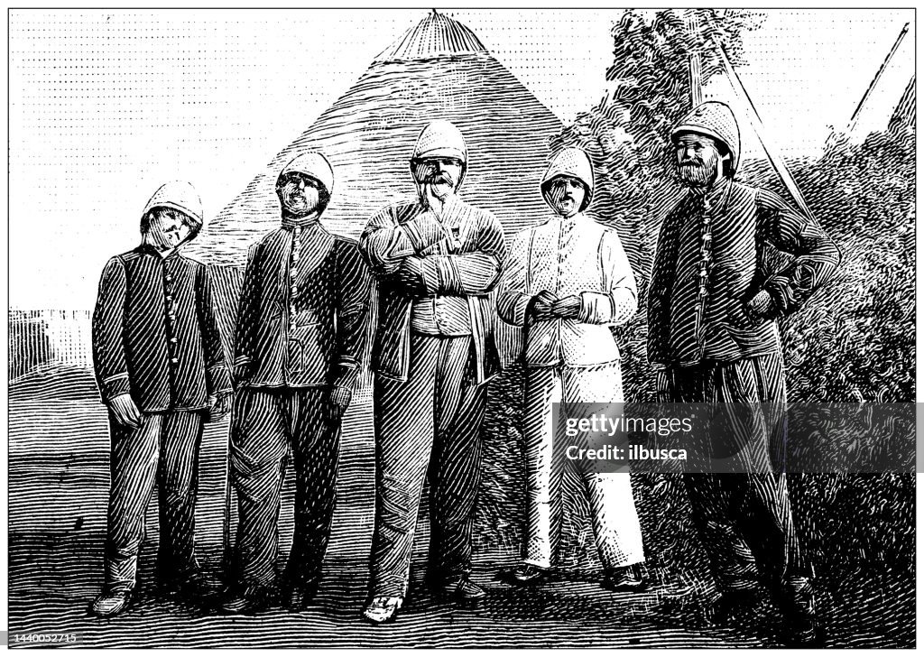 Antique Image Colonial Officers In Africa High-Res Vector Graphic ...