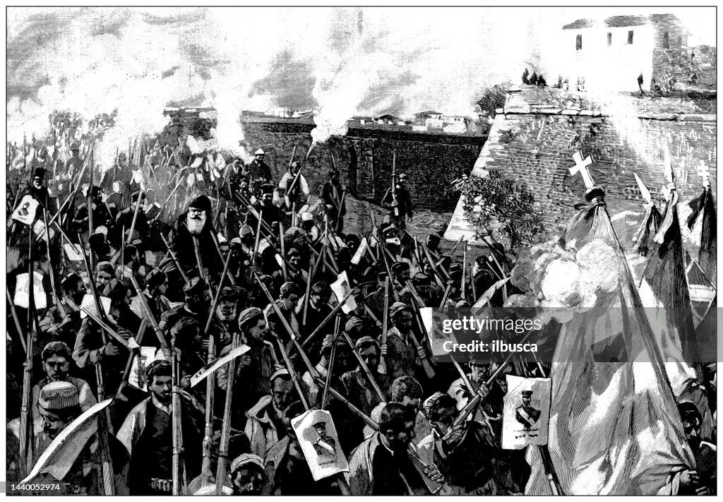 Antique Image Riots In Crete Greece High-Res Vector Graphic - Getty Images