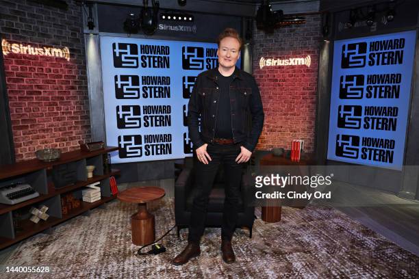 Conan O'Brien visits SiriusXM's 'The Howard Stern Show' to discuss the launch of his new full-time SiriusXM channel, 'Team Coco Radio' at the...