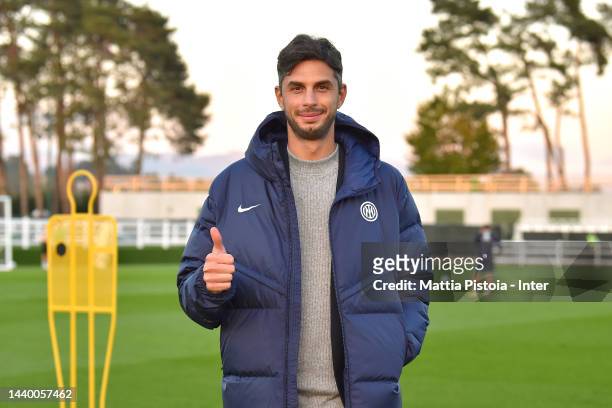 Andrea Ranocchia poses for a picture during the FC Internazionale training session at the club's training ground Suning Training Center at Appiano...