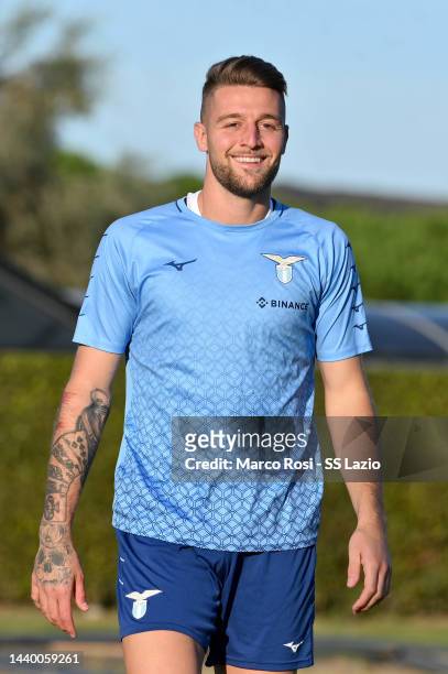 Sergej Milinkovic Savic of SS Lazio player during the SS Lazio training session at the Formello sport centre on November 08, 2022 in Rome, Italy.