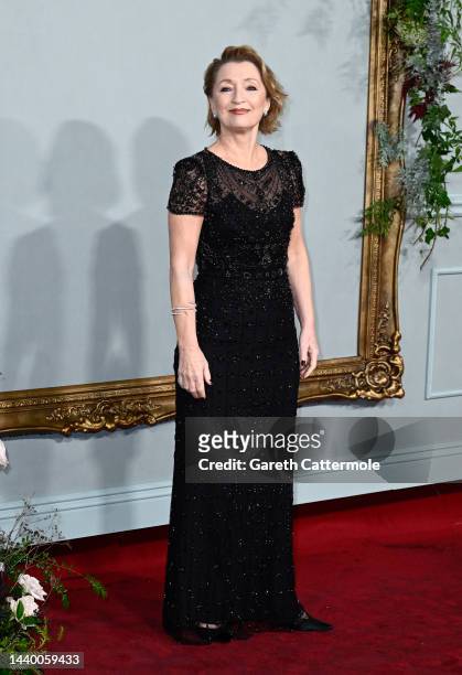 Lesley Manville attends "The Crown" Season 5 World Premiere at Theatre Royal Drury Lane on November 08, 2022 in London, England.