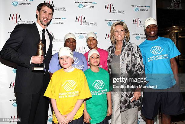 Olympic Gold Medalists Michael Phelps and Donna de Varona attend the 34th Annual American Image Awards at Cipriani 42nd Street on May 7, 2012 in New...