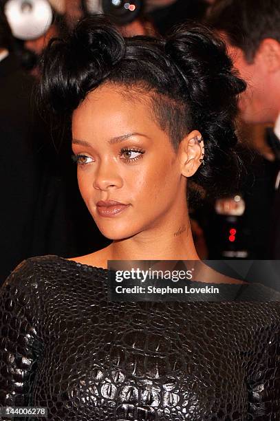 Singer Rihanna attends the "Schiaparelli And Prada: Impossible Conversations" Costume Institute Gala at the Metropolitan Museum of Art on May 7, 2012...